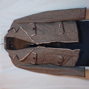 Vintage BARAMI Wool Tweed Blazer Brown & Beige for Women. 0